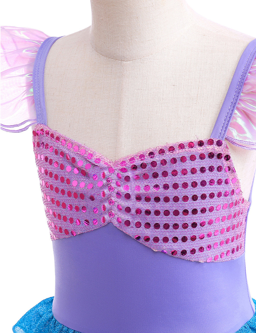 WANSO Mermaid Dress Girl Party Role Playing Girl Dress Birthday Princess Dress Children's Dress Princess Jewelry Wig Crown Set