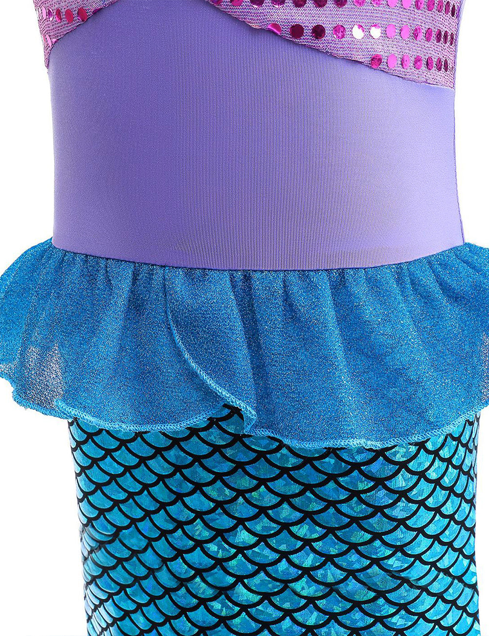 WANSO Mermaid Dress Girl Party Role Playing Girl Dress Birthday Princess Dress Children's Dress Princess Jewelry Wig Crown Set