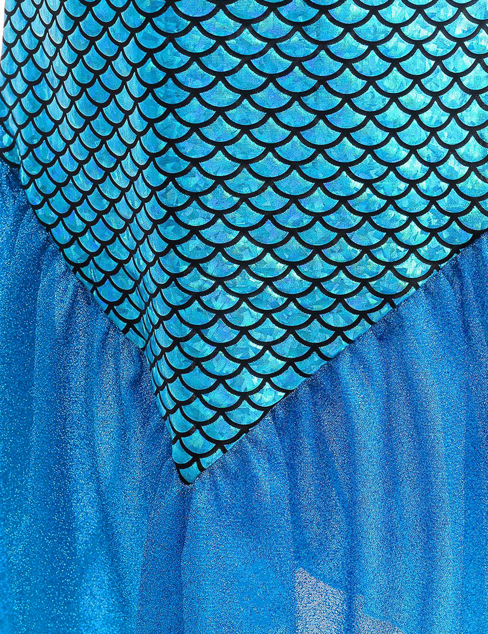 WANSO Mermaid Dress Girl Party Role Playing Girl Dress Birthday Princess Dress Children's Dress Princess Jewelry Wig Crown Set