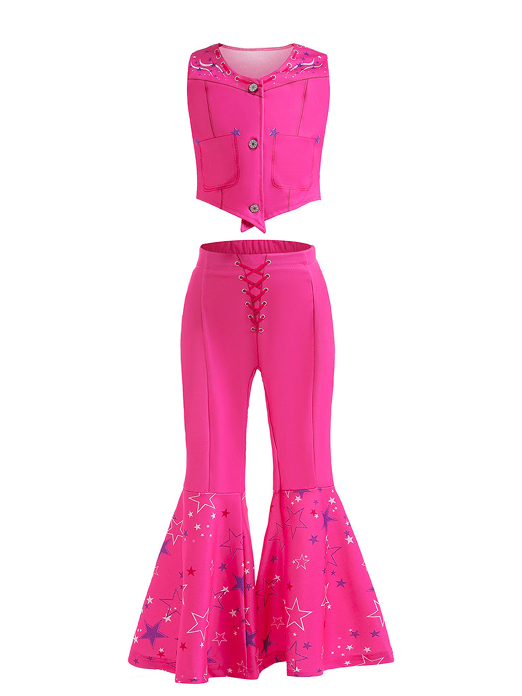 WANSO Pink Combination Set of 2 Princess Fairy Tale Girl Role Playing Christmas Halloween Birthday Party Dress Up with Accessories