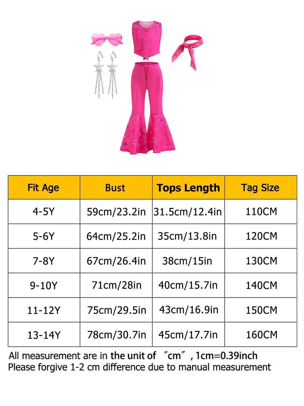 WANSO Pink Combination Set of 2 Princess Fairy Tale Girl Role Playing Christmas Halloween Birthday Party Dress Up with Accessories