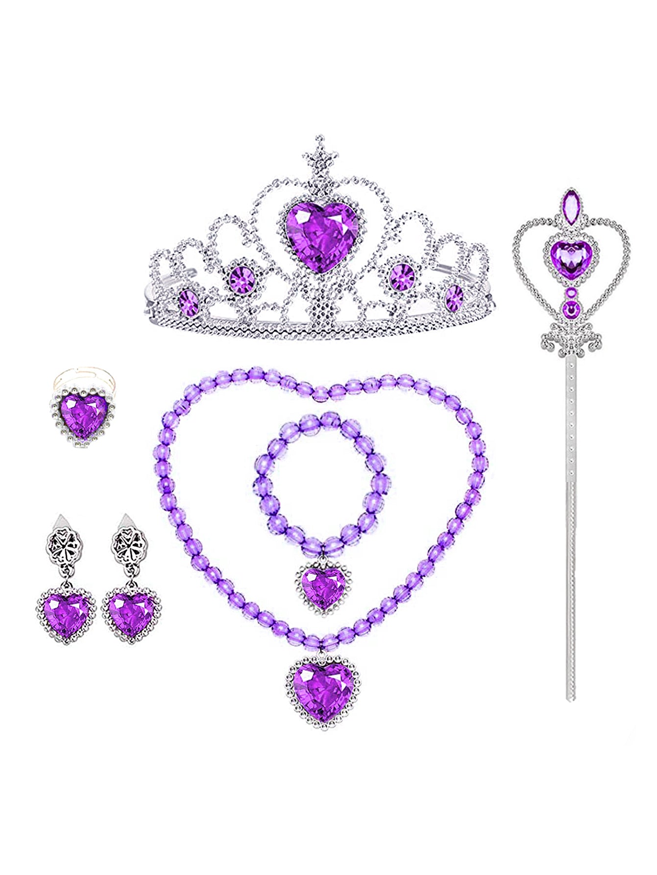 WANSO Girls' Purple Lady Princess Dress with Golden Trim & Lantern Sleeves