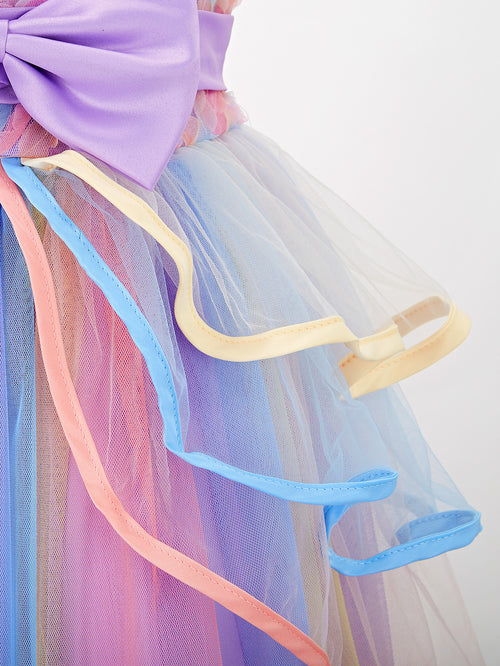 WANSO Girls Elegant Princess Dress with Crown and Jewelry Set - Sleeveless Tulle Party Costume for Halloween, Christmas, Birthday - All-Season Playwear, Princess Dresses for Girls, Halloween Costume, Decorative Bow Detail, Smooth Texture