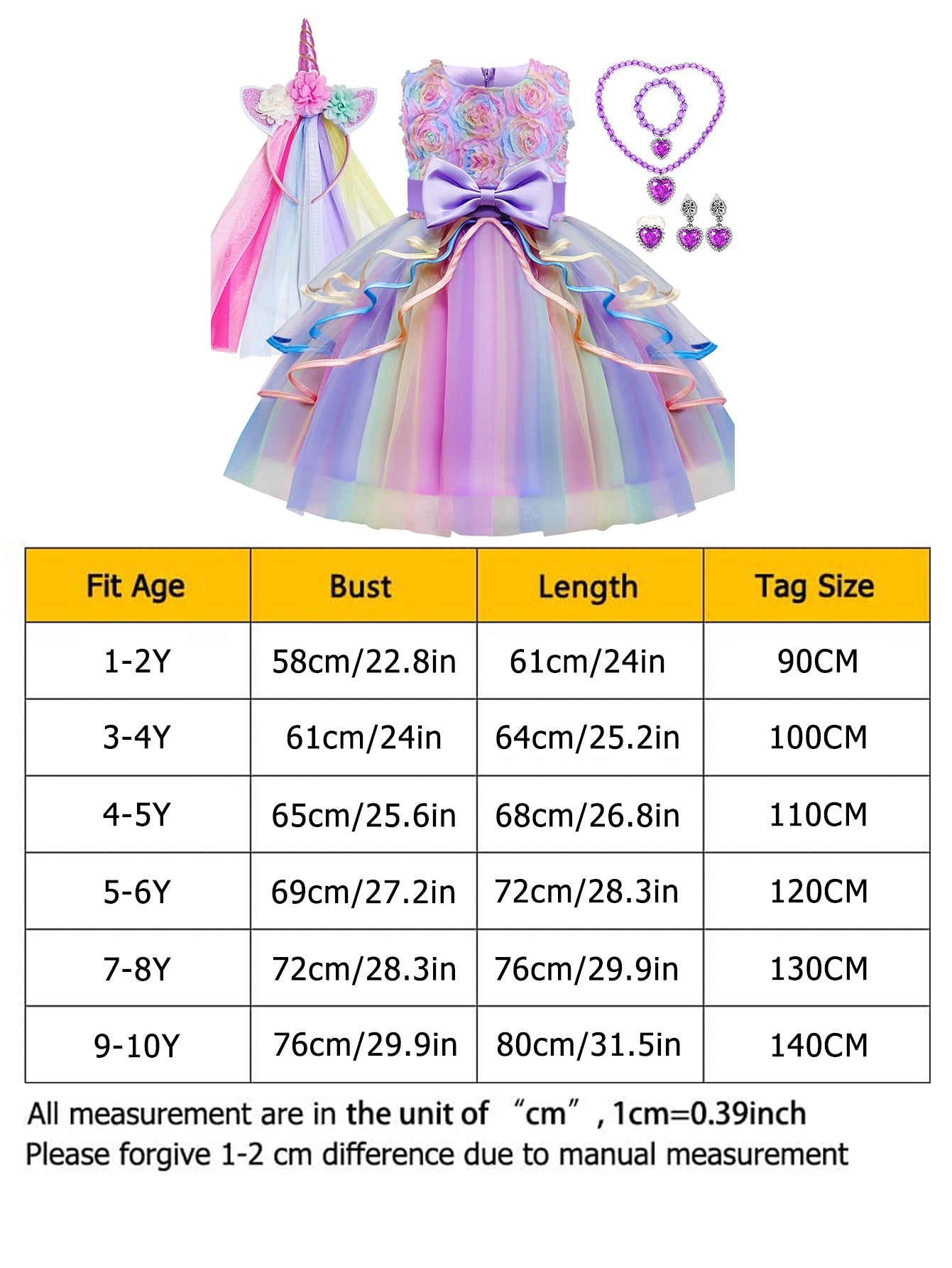 WANSO Girls Elegant Princess Dress with Crown and Jewelry Set - Sleeveless Tulle Party Costume for Halloween, Christmas, Birthday - All-Season Playwear, Princess Dresses for Girls, Halloween Costume, Decorative Bow Detail, Smooth Texture