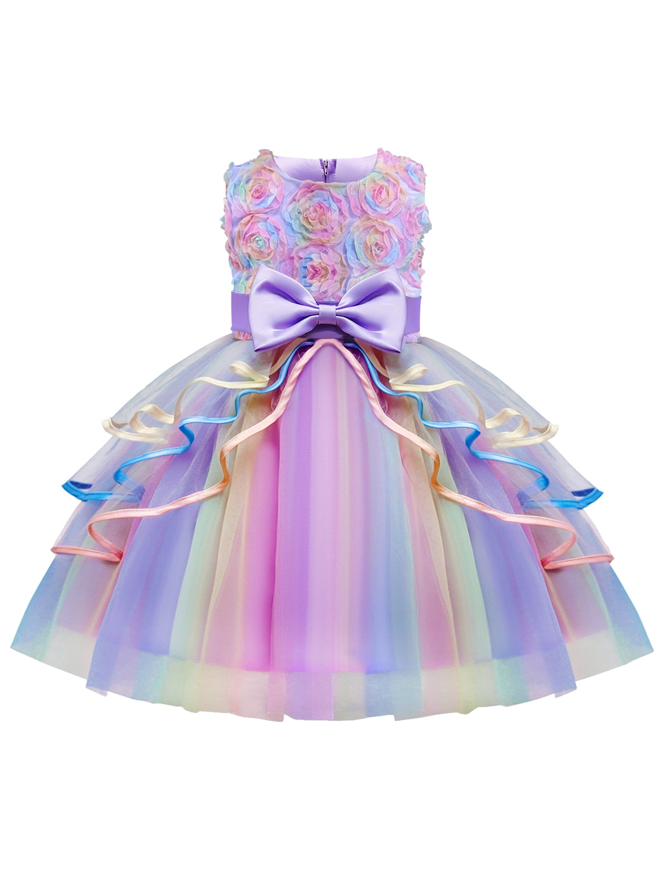 WANSO Girls Elegant Princess Dress with Crown and Jewelry Set - Sleeveless Tulle Party Costume for Halloween, Christmas, Birthday - All-Season Playwear, Princess Dresses for Girls, Halloween Costume, Decorative Bow Detail, Smooth Texture