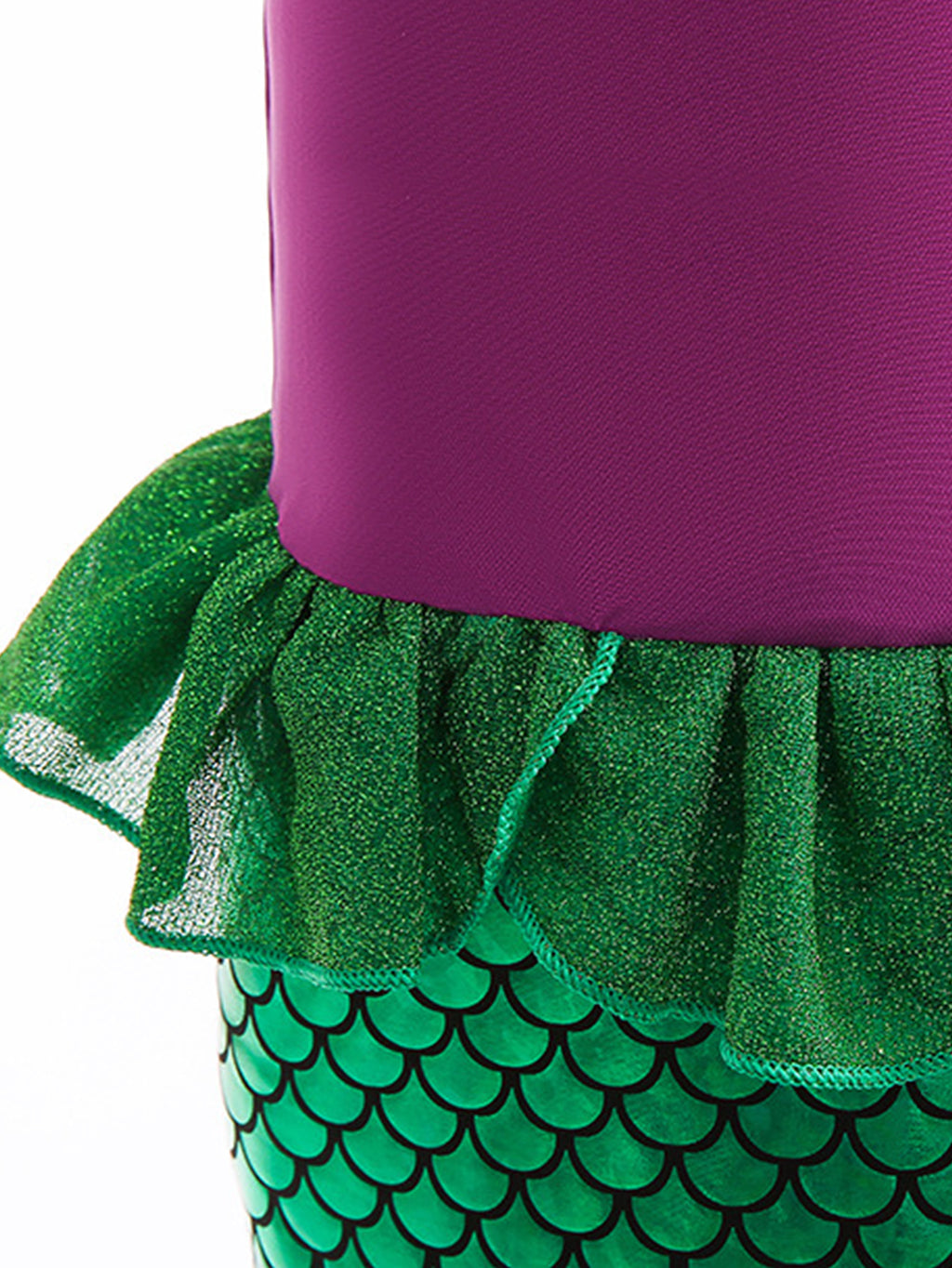WANSO Girls' Mermaid Princess Party Dress - Sparkling Green Tulle Fluffy Sleeves & Ruffled Neckline for Halloween, Christmas, Birthday - Slim Fit Formal Attire, Mermaid Accessories, Holiday Celebration Wear, Whimsical Fairy Tale, Charming Craftsmanship