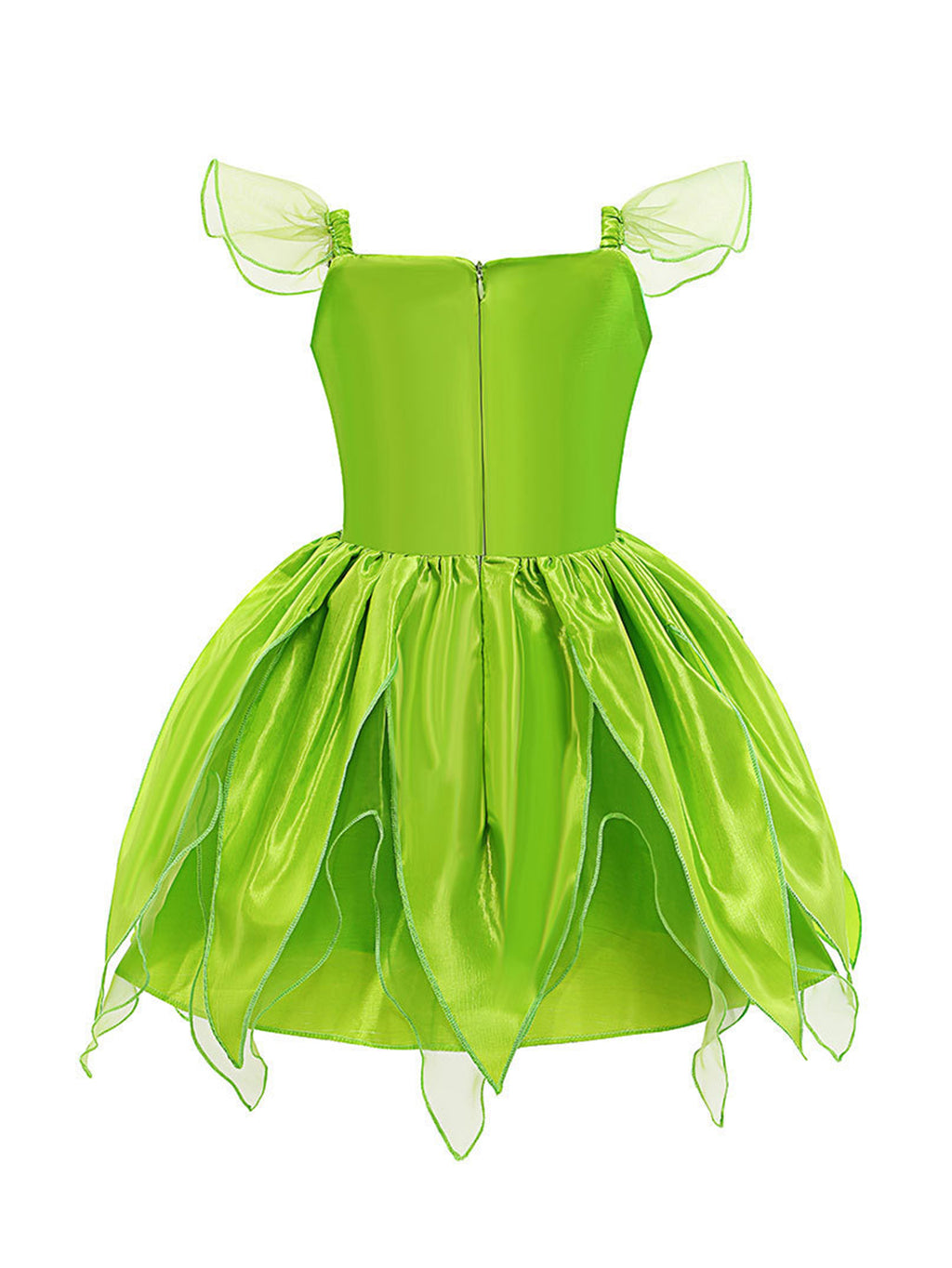WANSO Girls' Green Lady Princess Party Dress with Tulle Skirt & Ruffled Sleeves - Zipper Front, Round Neck, Stretchy Polyester for Weddings, Halloween, Birthday - Elegant Gift for Ages 3 & Up, Princess Dresses for Girls