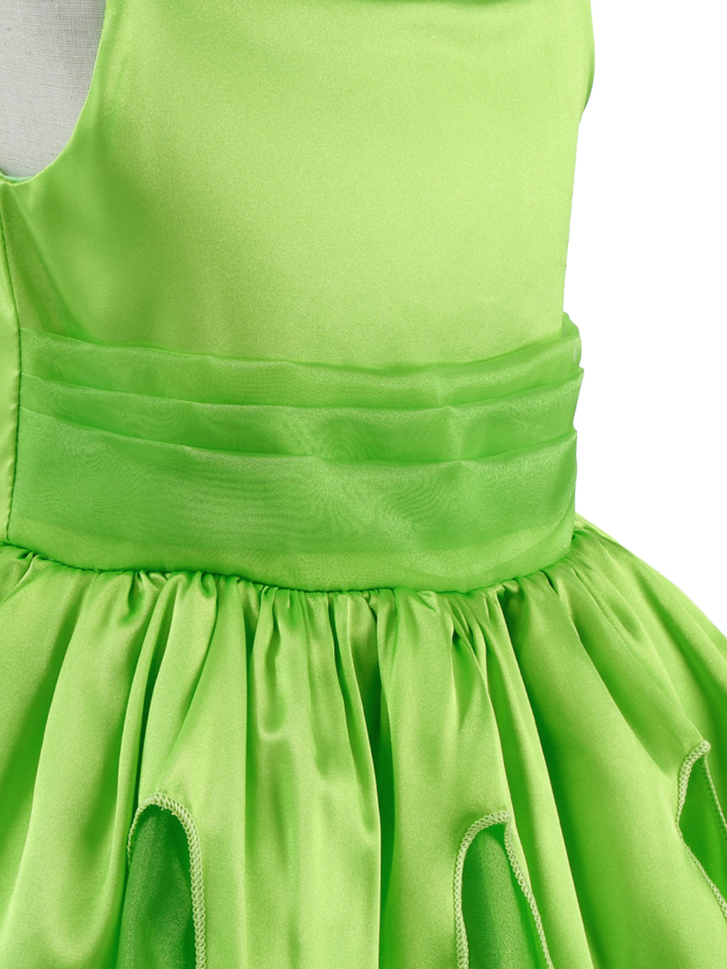 WANSO Girls' Green Lady Princess Party Dress with Tulle Skirt & Ruffled Sleeves - Zipper Front, Round Neck, Stretchy Polyester for Weddings, Halloween, Birthday - Elegant Gift for Ages 3 & Up, Princess Dresses for Girls