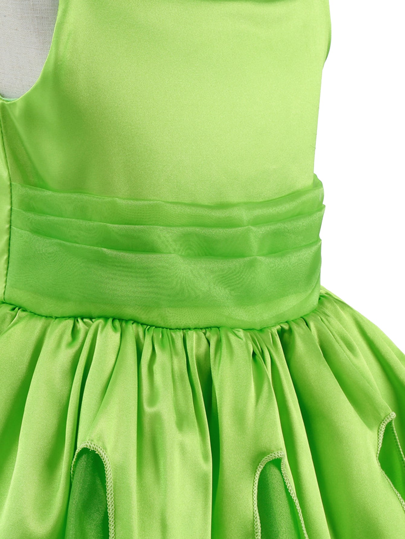 WANSO Girls' Green Lady Princess Party Dress with Tulle Skirt & Ruffled Sleeves - Zipper Front, Round Neck, Stretchy Polyester for Weddings, Halloween, Birthday - Elegant Gift for Ages 3 & Up, Princess Dresses for Girls
