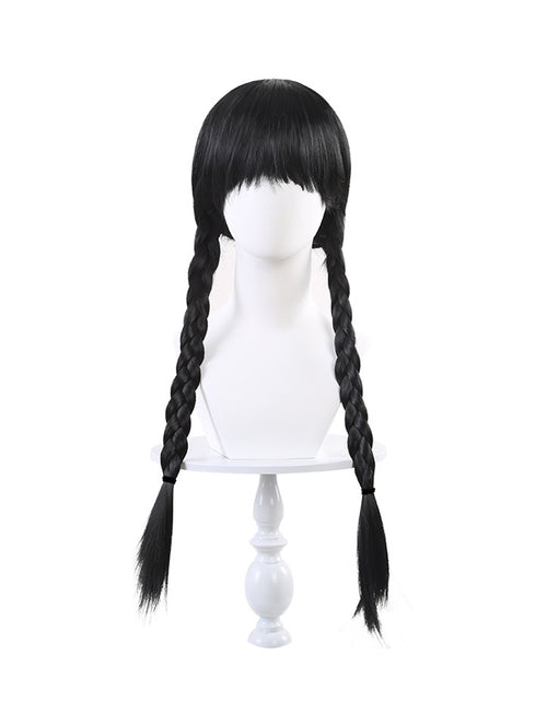 WANSO Black Princess Dress for Girls with Wig Set, Christmas Role Play Halloween Birthday Party Costume Carnival Mardi Gras